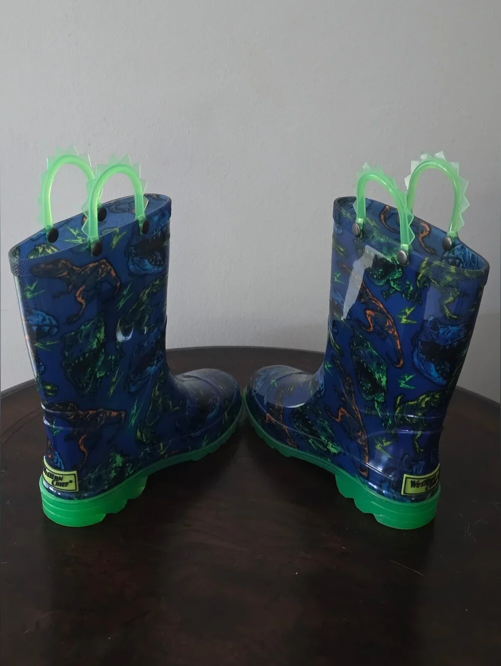 Western Chiefs Kids Blue T Rex Light Up Rainboots Dinosaur Print Size 12